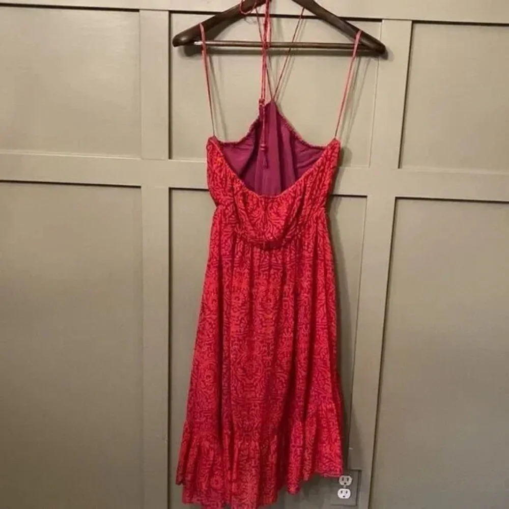 𝅺Free People Chiffon Safari Sun Short Casual Dress in Mango Combo Size Small